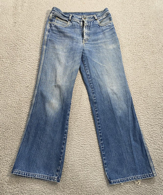 Zeppelin Jeans Mens 30x29 Blue Denim Wide Leg Whiskers Faded Wash Vintage