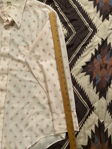 Vintage 70’s Montgomery Ward Long Sleeve Button Down Geometric Pink Mens 16.5-33 - Picture 7 of 9