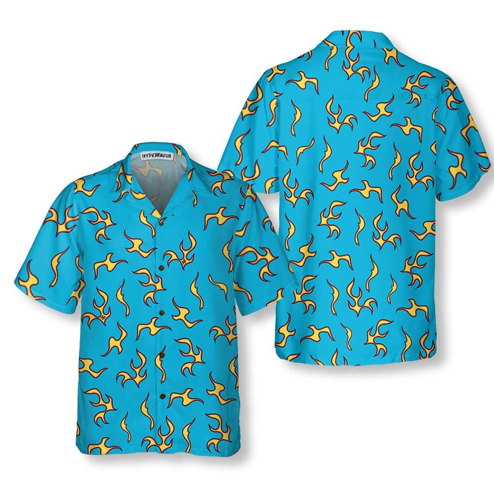 golfwang シャツ Golf Wang Flame Pattern Hawaiian Shirt Unique Flame Shirt