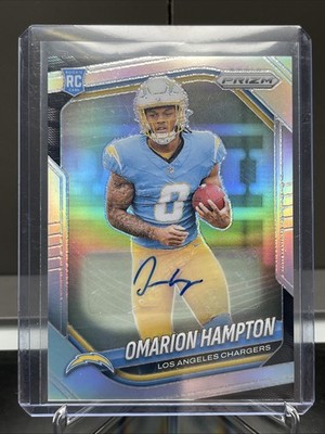 2025 Panini Prizm Football Omarion Hampton Rookie Card Silver Auto Chargers
