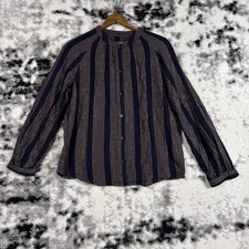 Rails Top Womens Size Small Button Down Band Collar Long Sleeve Rayon Sparkle