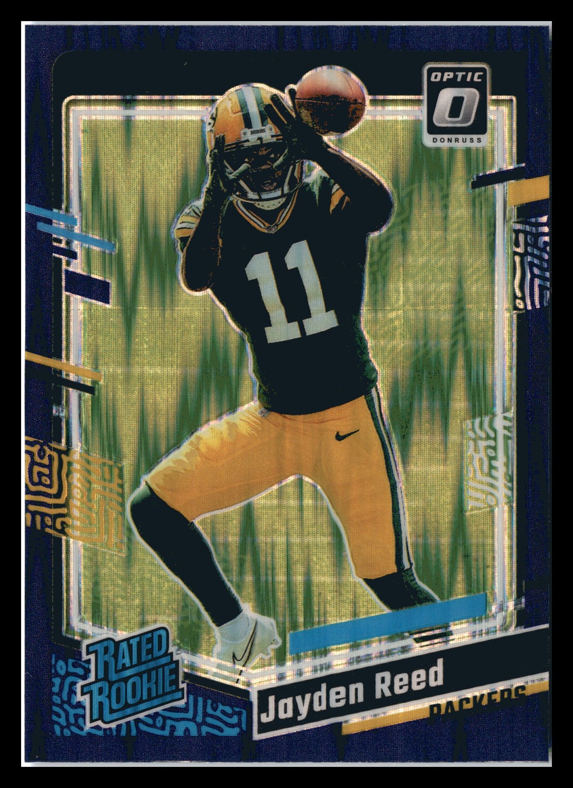 2023 Donruss Optic #239 Jayden Reed Purple Shock