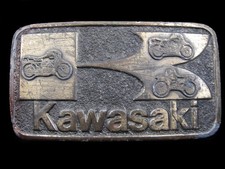 SB15148 VINTAGE 1970s  KAWASAKI  MOTORCYCLE ADVERTISEMENT BELT BUCKLE