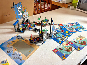 Lego 7074, 7072, 7070, Skull, Island, pirate boat (2), catapult raft (2)