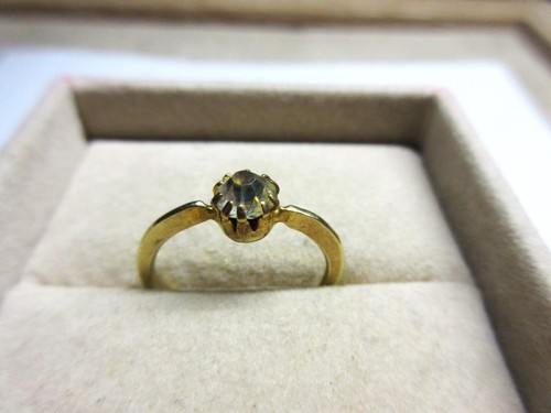 Antique Edwardian 9ct GOLD FILLED & ROCK CRYSTAL Solitaire RING - Picture 2 of 4