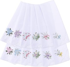 Vintage Floral Lace Handkerchiefs - 12Pcs Soft Cotton Women'S Embroidery Hankies