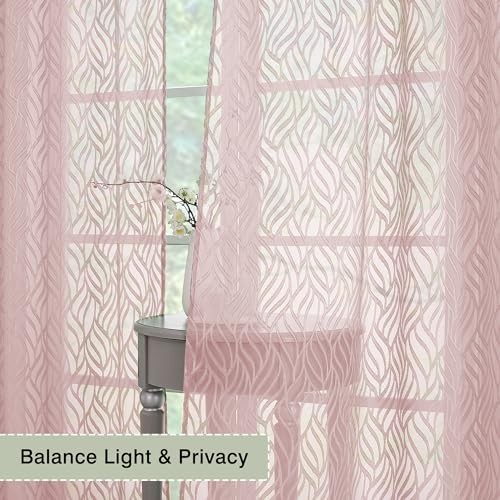 Marilyn Blush Sheer Curtains 84 Inch Length 2 38"W x 84"L (Pack of 2) Pink - 第 5/8 張圖片