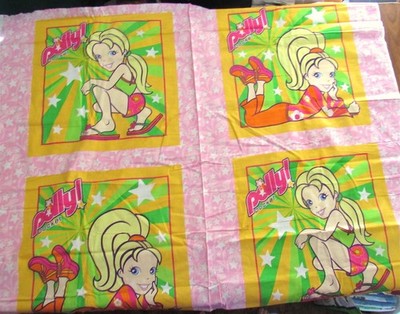 Panel of 18'' POLLY POCKET Quilt/Pillow Blocks 2005 Mattel, Stain on Salvage