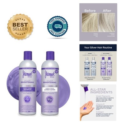 Jhirmack Silver Brightening Purple Shampoo & Conditioner Set, 24oz,  Care