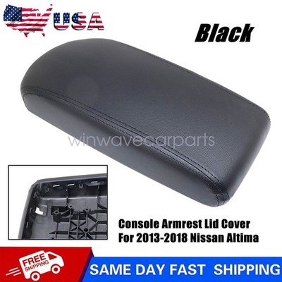 Black Leather Center Armrest Console Cover Blackline For 2013-2018 Nissan Altima