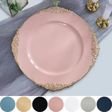 6 pcs 13" Round with Embossed Rim Charger Plates Wedding Table Top Decorations