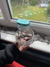 Silver And Pink Mystery Jewellery Jar Second Hand Costume Jewellery Bundle