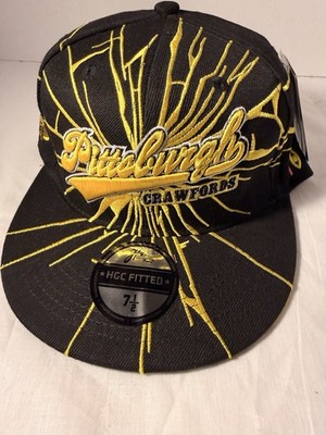 Pittsburgh Crawfords Fitted Hat Cap Size 7 1/2 Black Yellow Headgear Classic