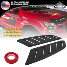 2PCS Car Hood Air Vents Decorative Intake Scoop Turbo Bonnet Vent Cover Black