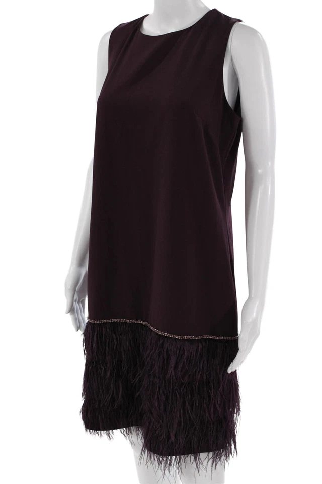 Vestido recto para mujer Tahari púrpura sin mangas cuello redondo cremallera corto talla 10 Foto 2 de 4