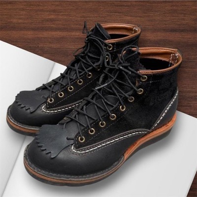WESCO Custom Jobmaster Size 7.5E Black Suede Two-Tone White Stitch From #QY67ZF