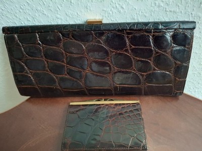 Vintage  Clutch aus Glanz Leder.