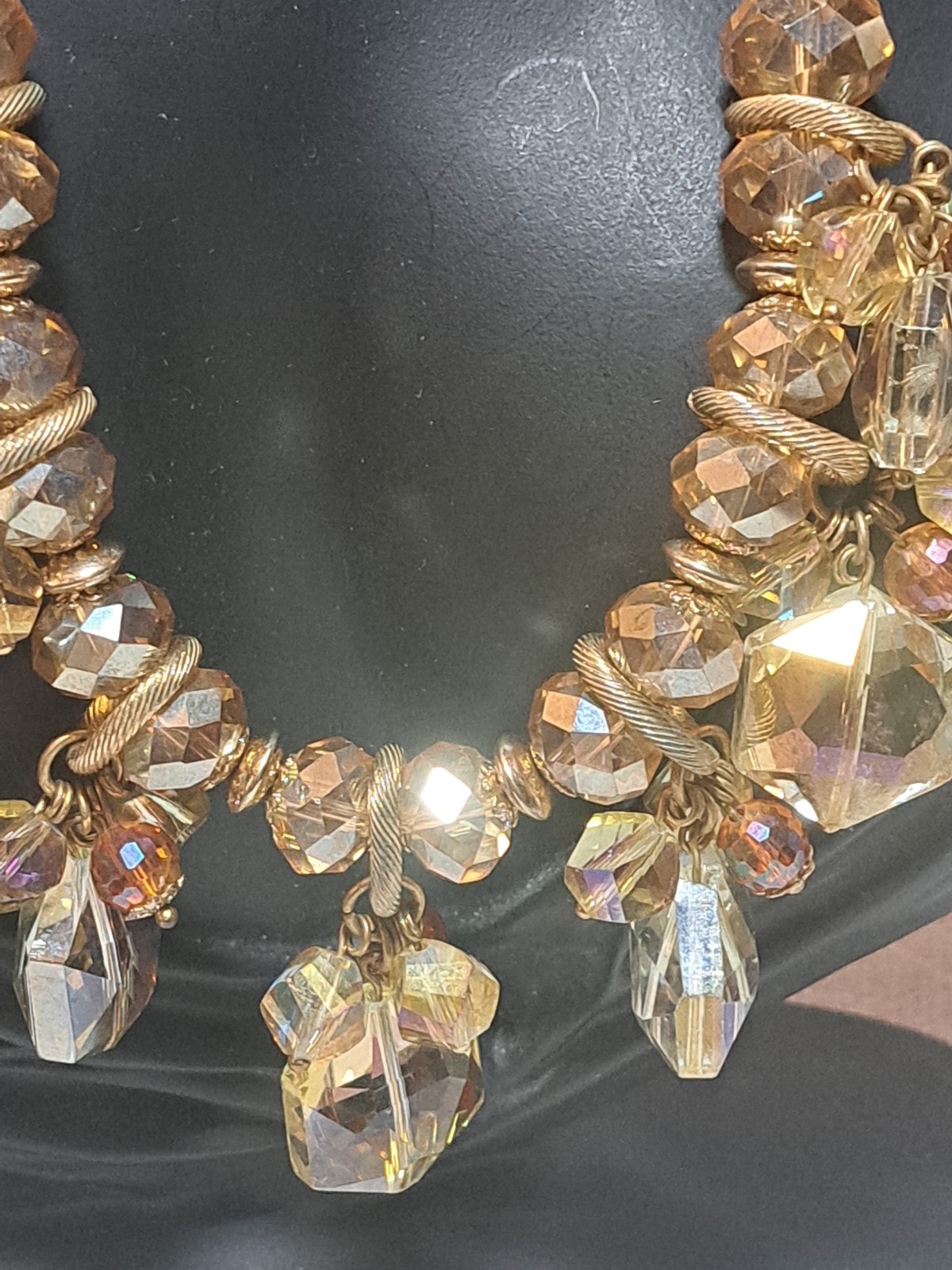 Chunky Cluster Statement Multi Colored Faceted Gl… - image 2