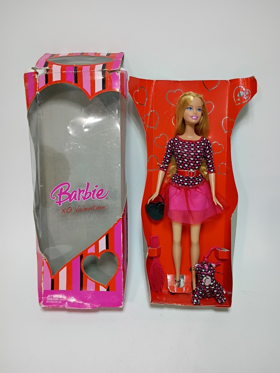 2007 BARBIE XO VALENTINE Doll w/ Kitty Cat Brush & Heart Purse