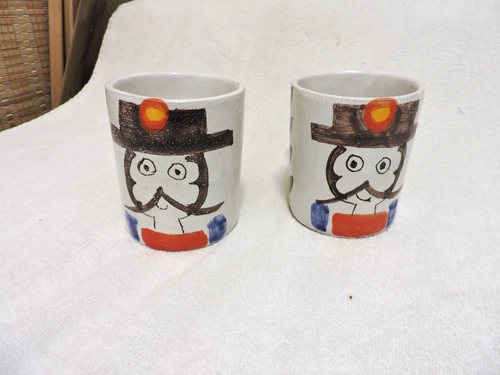 Vintage Giovanni DeSimone Italian Pottery Mug PAIR Signed R.P.  6413