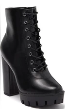 Top Moda Lace up Black Block Heel Boots Brand New In Box SIZE 8