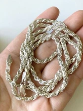 Super heavy FAS 925 Italy Sterling twisted rope chain Necklace 29.75"