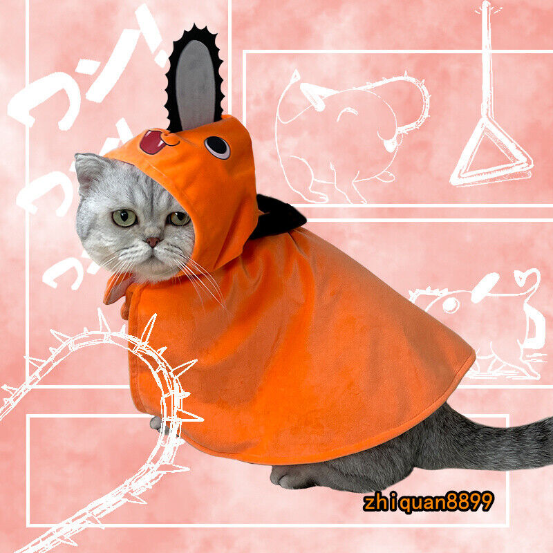 Anime Pochita Pet Cloak Clothes Dog Cat Cosplay Hoodie Coat Cape
