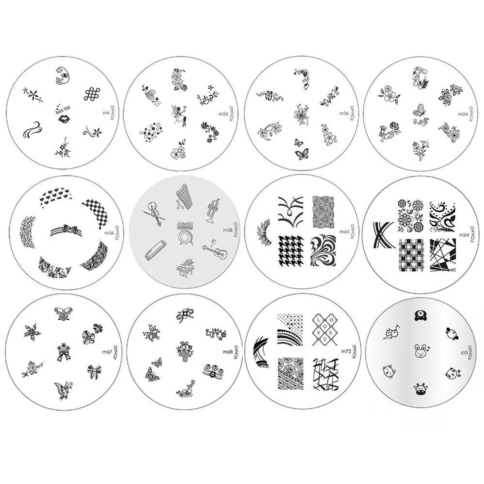 KONAD 冲压美甲工具套装 12 金属板 水钻 Stamper Buffer — 第 2/4 张图片