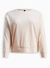 Torrid Velour Long Sleeve Relaxed Lounge Sweatshirt Ivory 2 2X 18 20 H15813