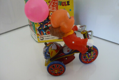 Jouet Ancien MTU – Tricycle De Clown En Métal, Mécanique à Clé, Années 60/70 (Neuf En Boîte)