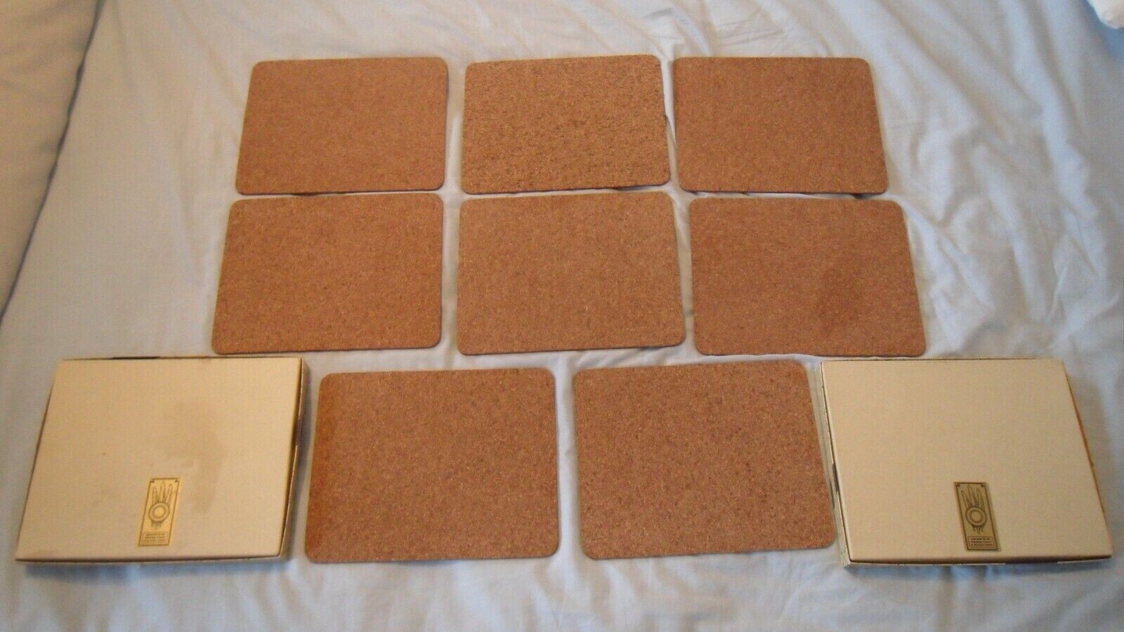 8 x Vintage Crest Badge Clan Mackay Tablemats, Dee Kay Leather & Cork
