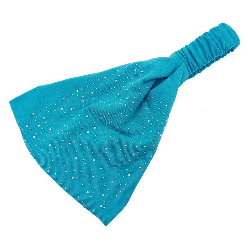 Diadema elástica turbante para damas ancha ligeramente pelo estrás color elástico Foto 2 de 4