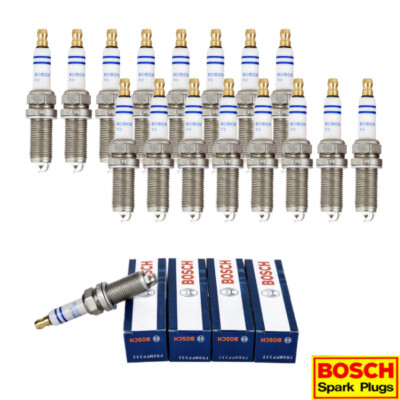 New Set of 16 Genuine Bosch Double Platinum Spark Plugs for Mercedes-Benz V8
