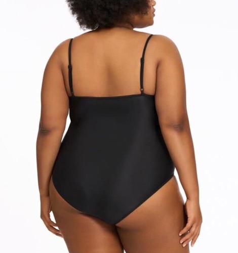 Costume da bagno donna PUMA con ruches pezzo unico nero XXL, MSRP $48, nuovo con etichette - Foto 2 di 10