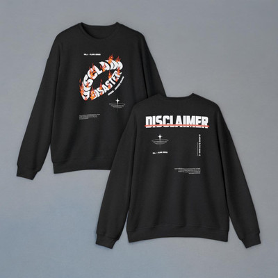New Unisex Aesthetic Flame Series Disclaimer Streetwear Pullover Sweatshirt NWT
