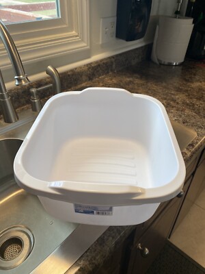**8 PK*Sterlite 12 Quart Dishpan,Multi-purpose, 15''x12.75''x6.5 , Durable ~ White