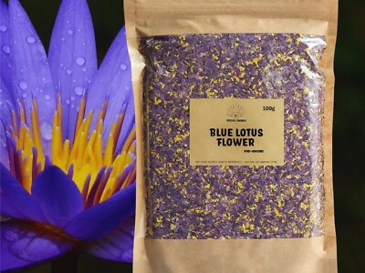 MYSTIC GARDEN Organic Blue Lotus Petals & Stamens (Pre-Ground) • Nymphaea caerulea [10-200g]