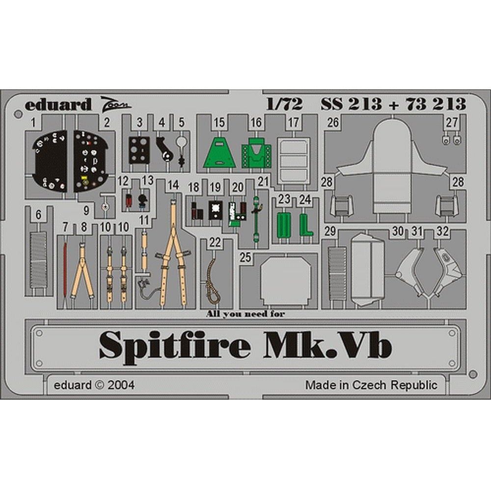 Eduard SS213 1/72 Spitfire Mk.VB Photo Etched 'Zoom' set