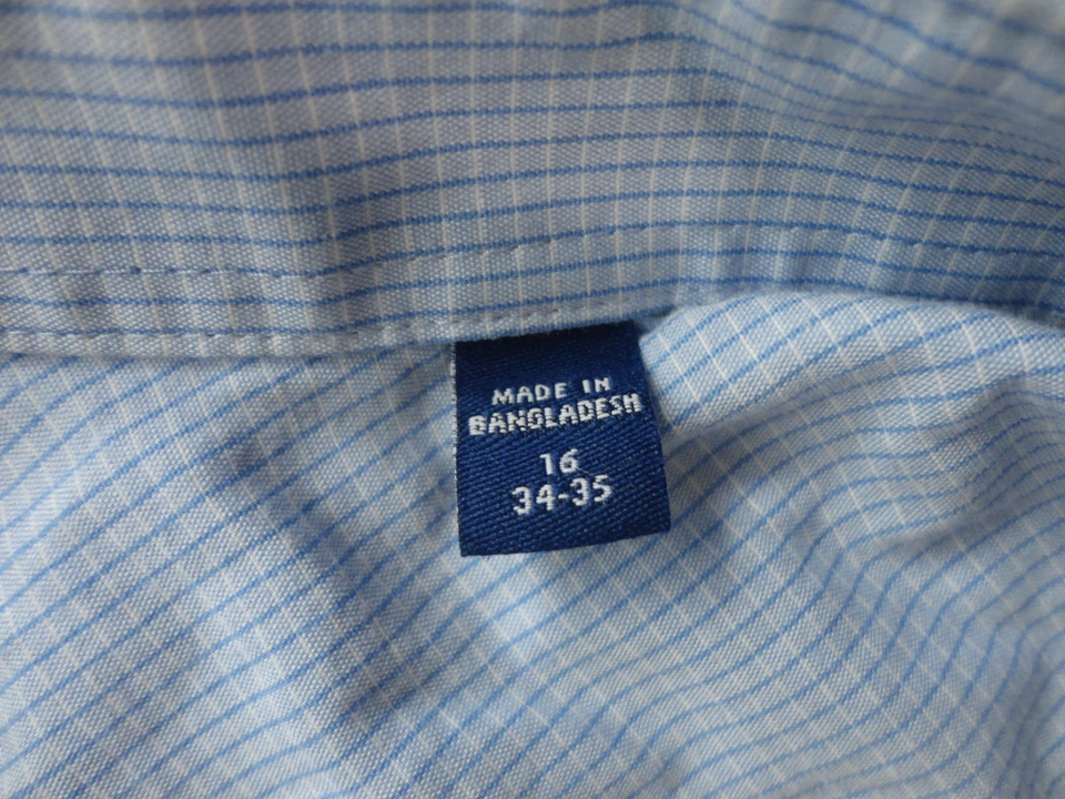 Camisa social Kenneth Cole Reaction Checks azul manga longa tamanho 16 (34-35) - Imagem 4 de 4