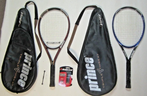 2 PRINCE VIPER OVERSIZE 115" SHARK TURBO TRIPLE THREAT TENNIS RACQUETS NEW GRIP