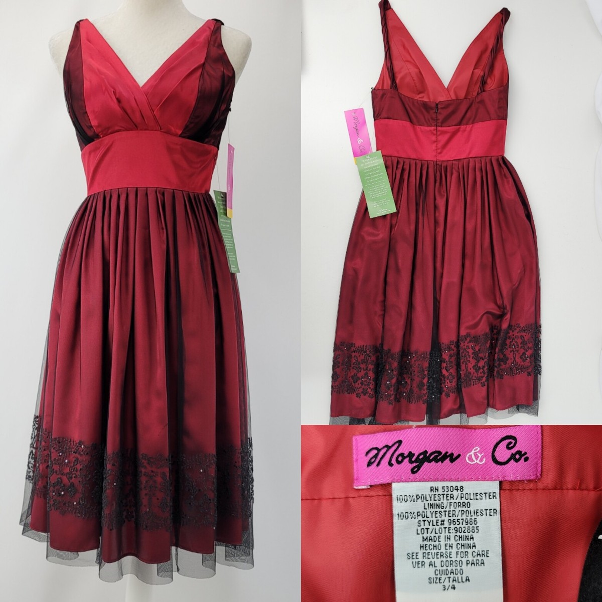 morgan and co red and black dress Black strapless sheer dress, with red underneath