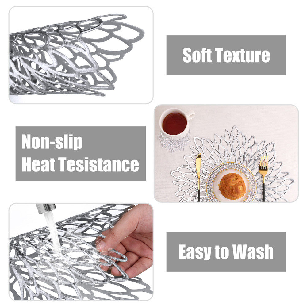 Set Of 8 PVC Place Mats And Coasters Dining Table Placemats NonSlip