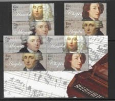 Ireland 2009 MNH Classical Composers sg 1971/4, MS 1975 & FDC's