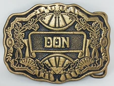 DON Brass Belt Buckle Western  Oden Inc  Vintage #J-7