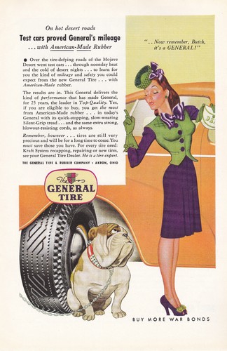 General Tire Buy War Bonds WWII Pretty Lady Vtg Print Ad 1944