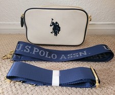 Auth U.s. Polo Assn. Logo Canvas Shoulder/crossbody Camera Bag Preowned