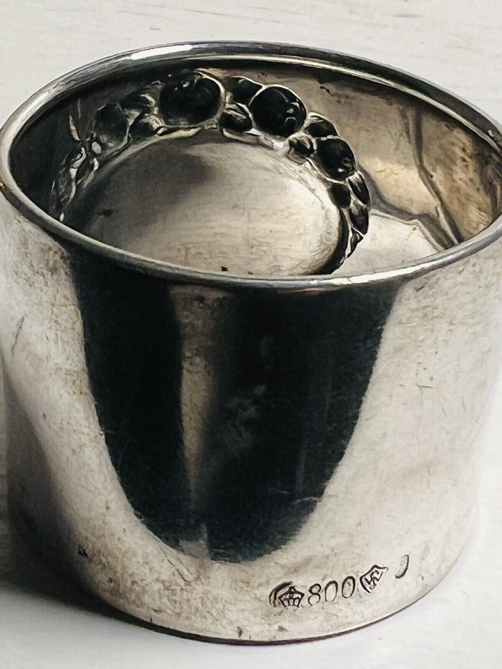 Antique German 800 Silver Napkin Ring "RR" initials engraving - Image 2 of 4