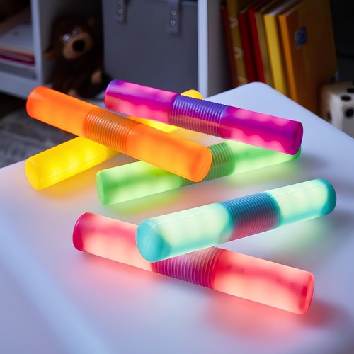 TTS 12pcs Light Up Glow Cylinders Toy for Kids, Educational Sensory