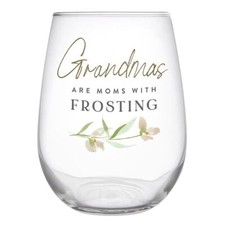Grandma Frosting Wine Stemless Glass 20 Ounce Grandmother Gift 5 in H Pack of 4