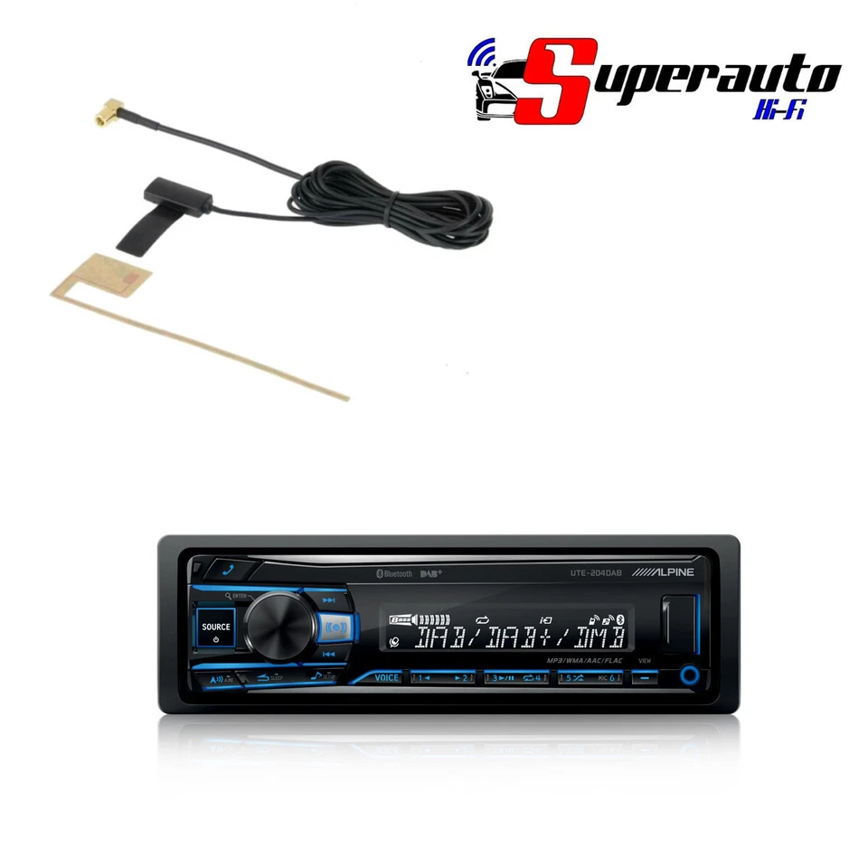 ALPINE UTE 204 DAB AUTORADIO 4x50 W USB AUX BT DAB+ Antenna inclusa Auto Radio - Immagine 2 di 3